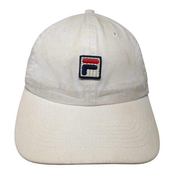 Fila Slideback Baseball Cap White One Size Adjustable Embroidered Vented Holes - Picture 1 of 10
